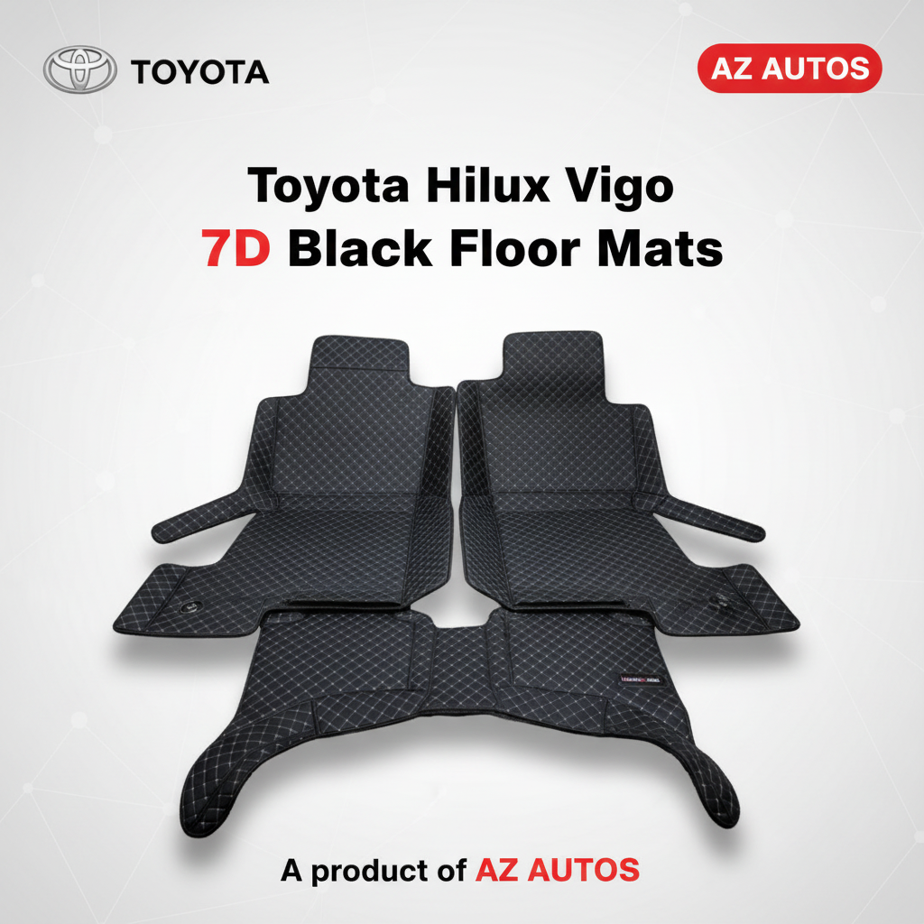 Toyota Hilux Vigo 7D Floor Mats - Black - 3 Pcs - Model 2005-2016