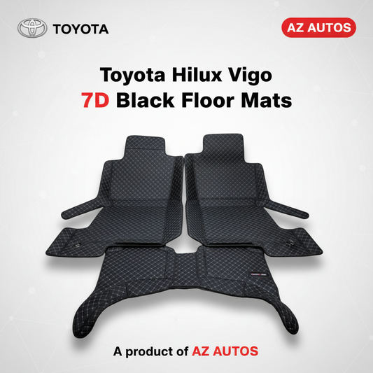 Toyota Hilux Vigo 7D Floor Mats - Black - 3 Pcs - Model 2005-2016