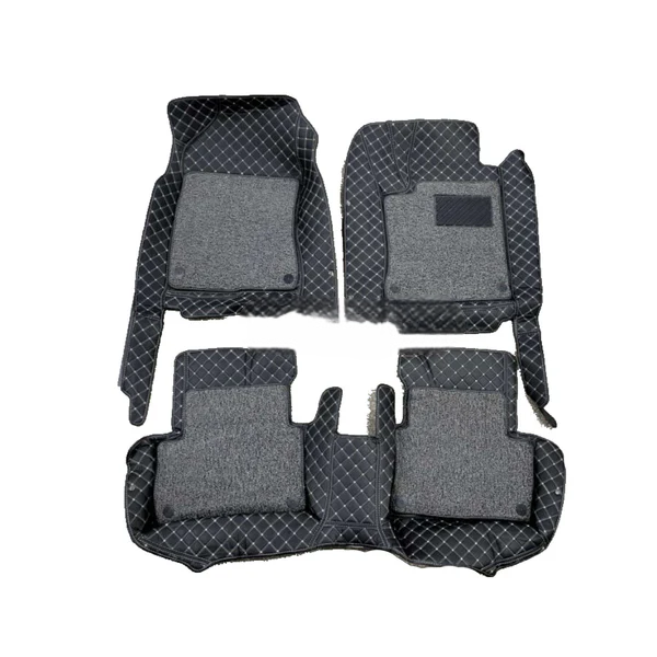 Honda Civic 9D Floor Mats Mix Thread 3 Pcs - Model 2016-2024 - Black and Grey