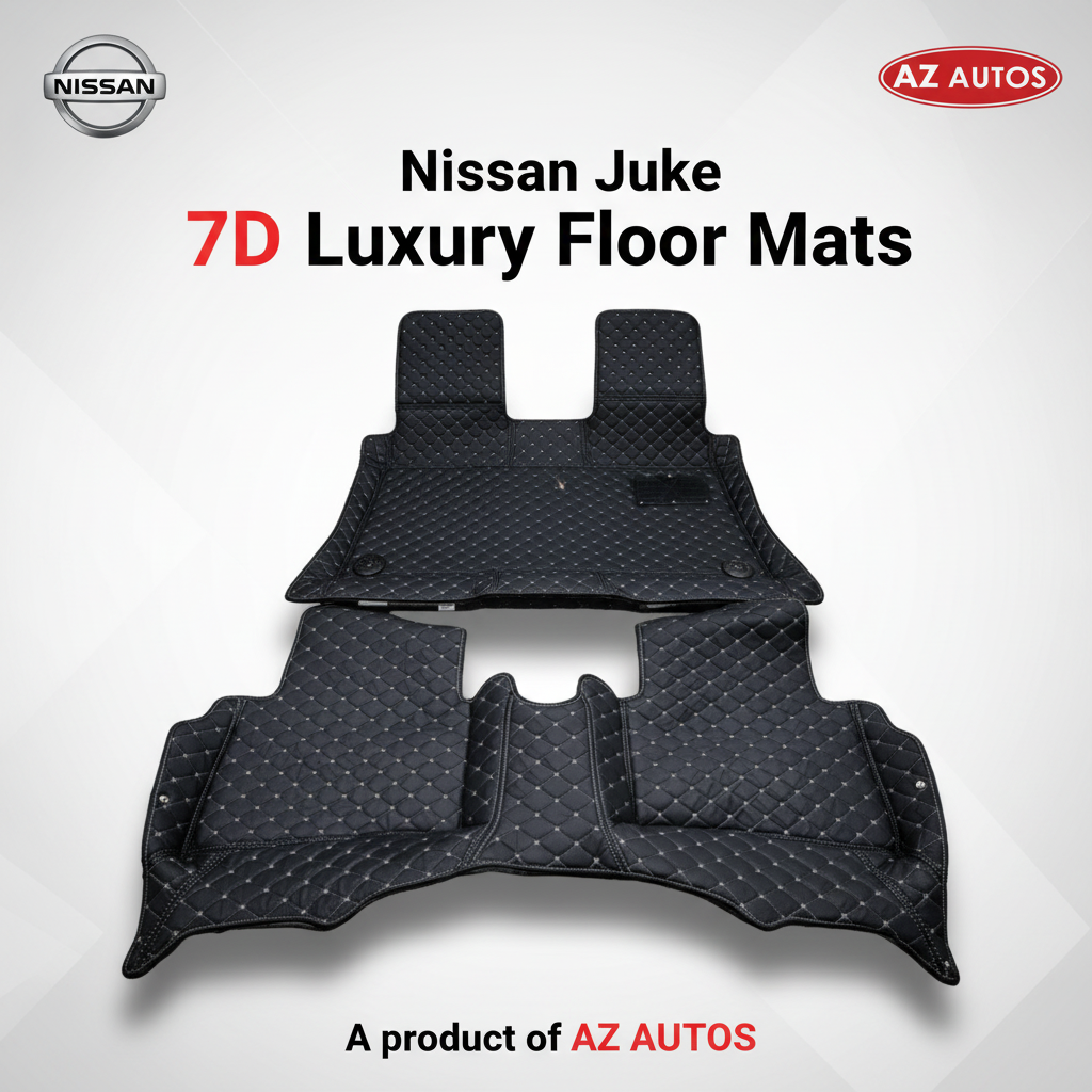 Nissan Juke 7D Floor Mats - Black - 3 Pcs Set - Model 2010-2018 - Car Interior Mats