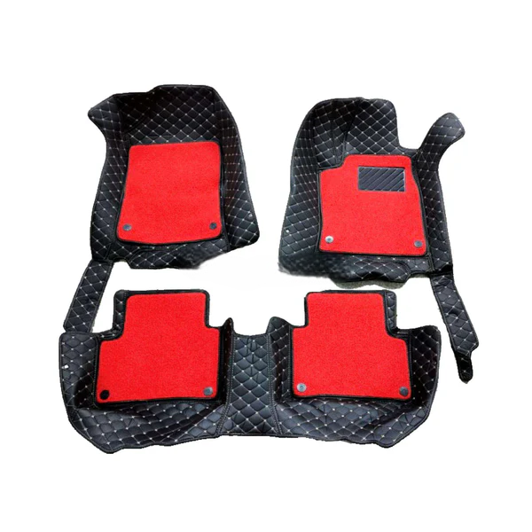 Honda Civic 9D Floor Mats Mix Thread 3 Pcs - Model 2016-2022 - Black and Red