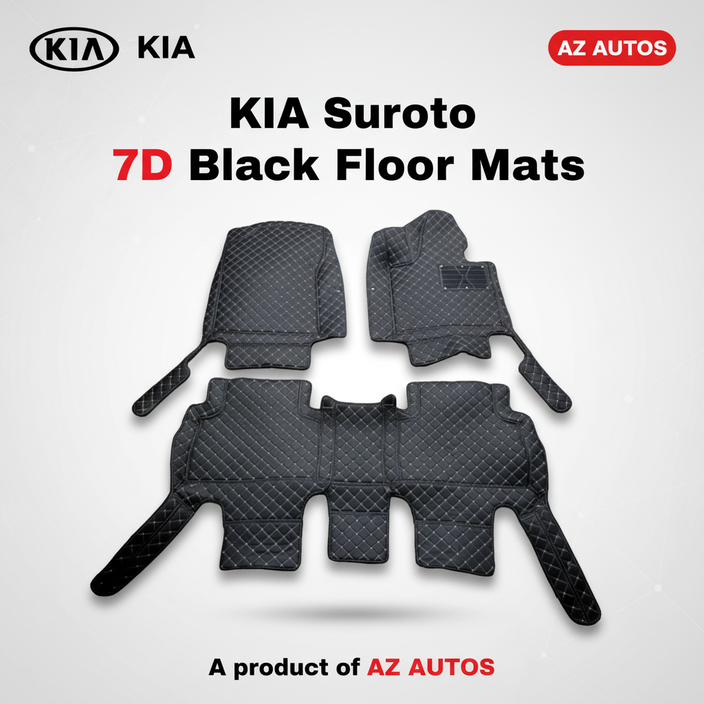 KIA Sorento 7D Floor Mats - Black - 3 Pcs Set - Model 2021-2024
