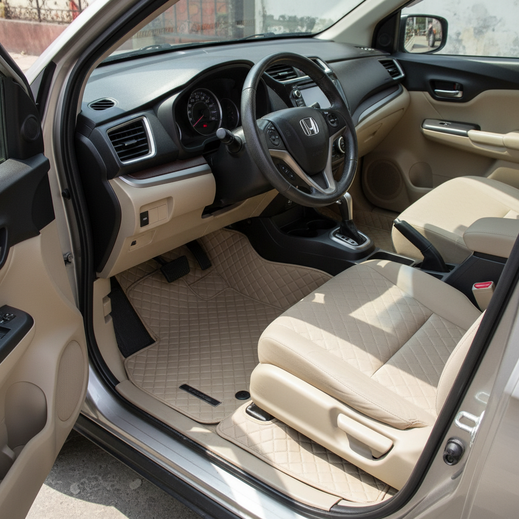 Honda BRV 7D Floor Mats - Beige - 3 Pcs Set - Model 2017-2025