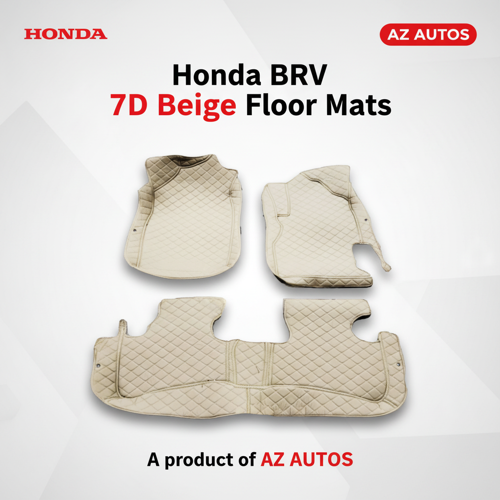 Honda BRV 7D Floor Mats - Beige - 3 Pcs Set - Model 2017-2025