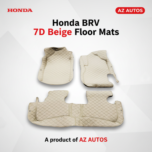 Honda BRV 7D Floor Mats - Beige - 3 Pcs Set - Model 2017-2025