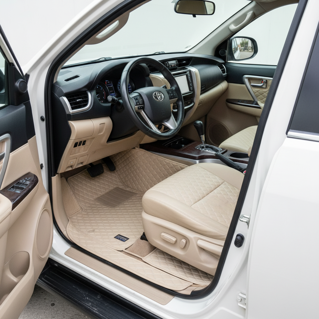 Toyota Fortuner 7D Floor Mats -Beige 5 Pcs Set - Model 2016-2025
