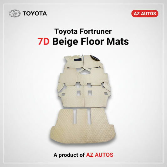 Toyota Fortuner 7D Floor Mats -Beige 5 Pcs Set - Model 2016-2025