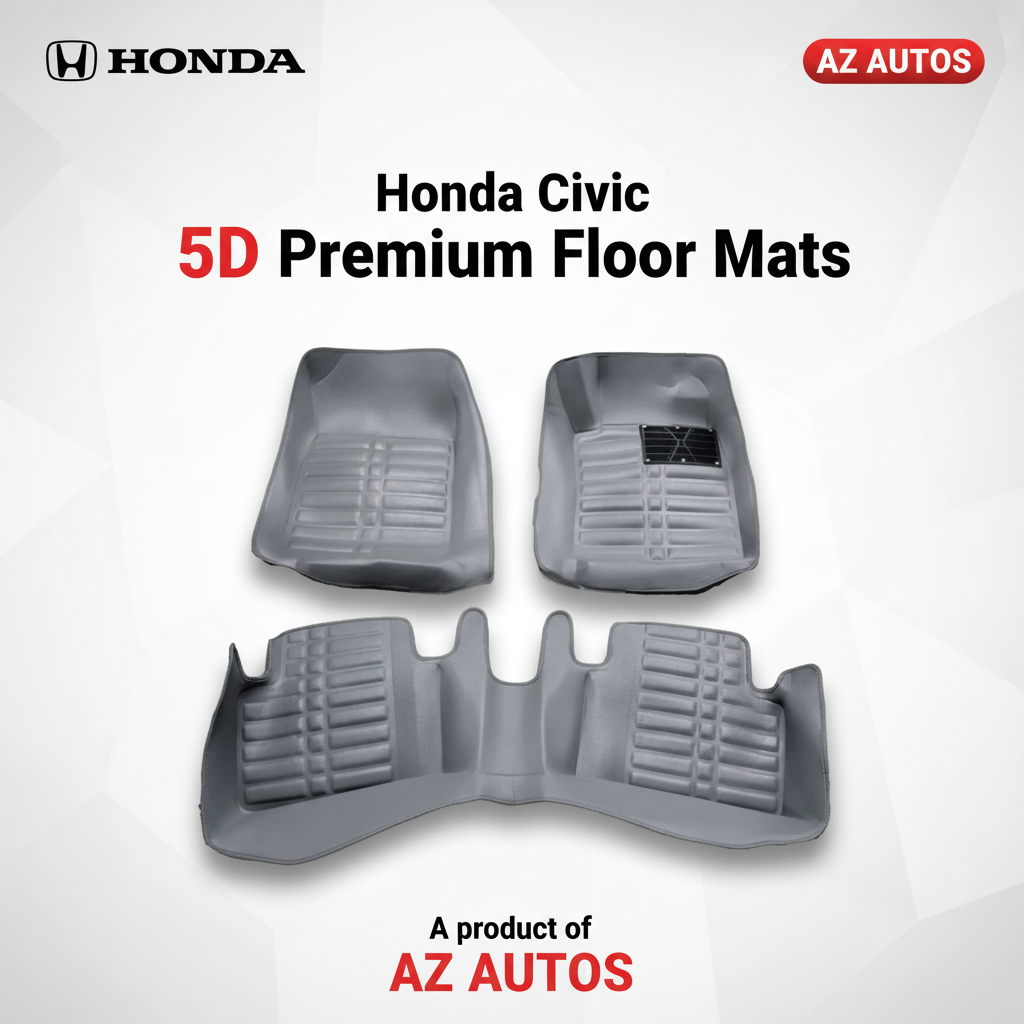 Honda Civic 5D Custom Floor Mat Grey 3 Pcs - Model 2016-2024