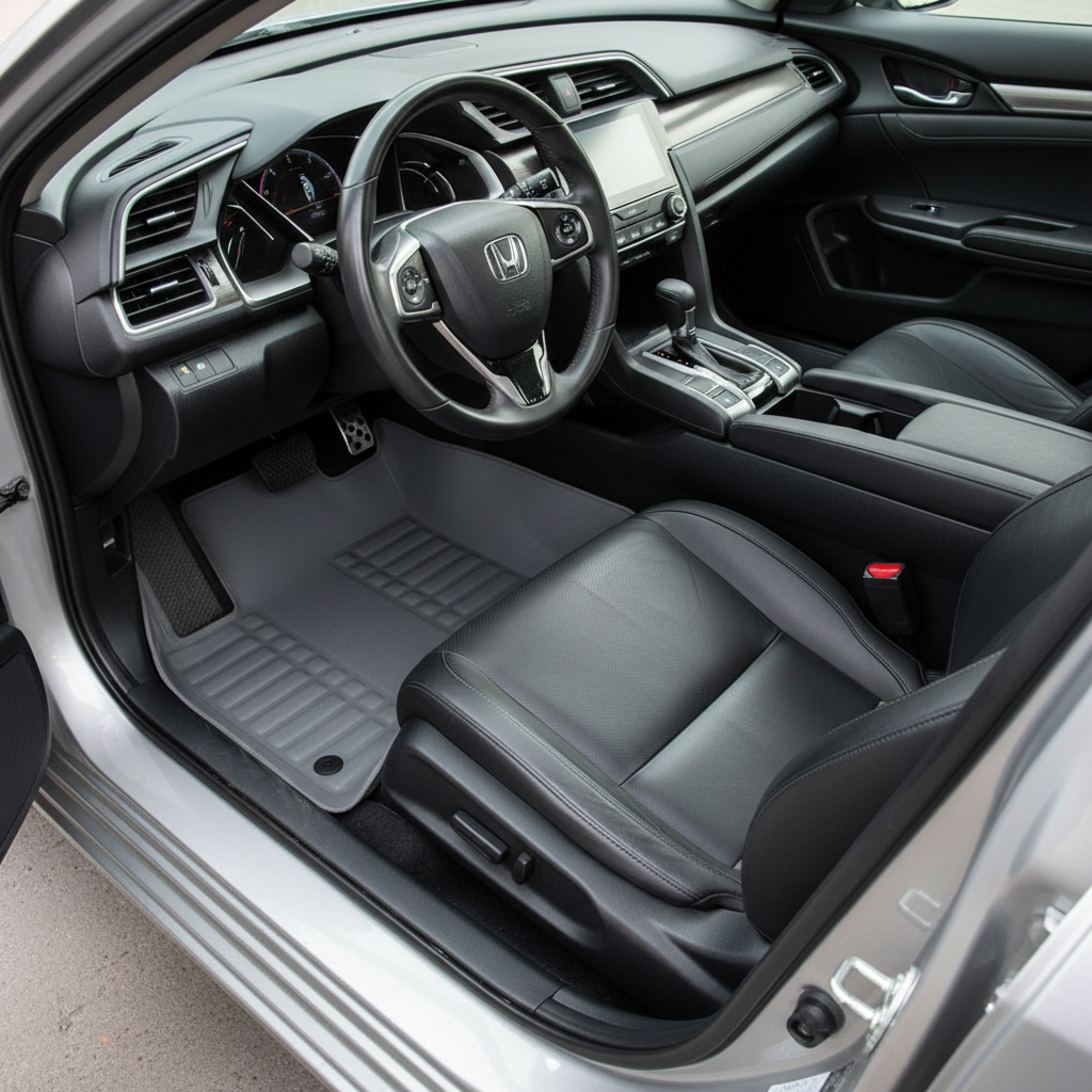 Honda Civic 5D Custom Floor Mat Grey 3 Pcs - Model 2016-2024