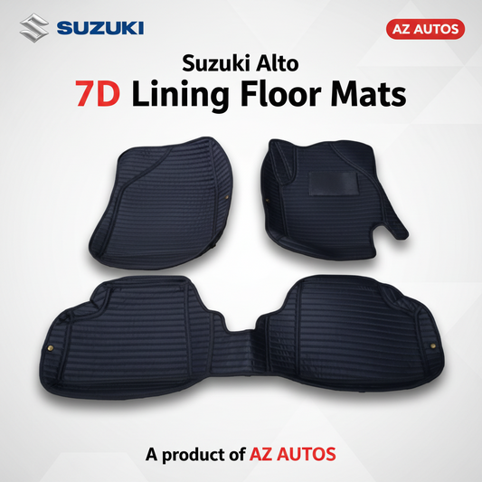Suzuki Alto 7D Lining Floor Mats - Black 3 Pcs Set - Model 2019-2025