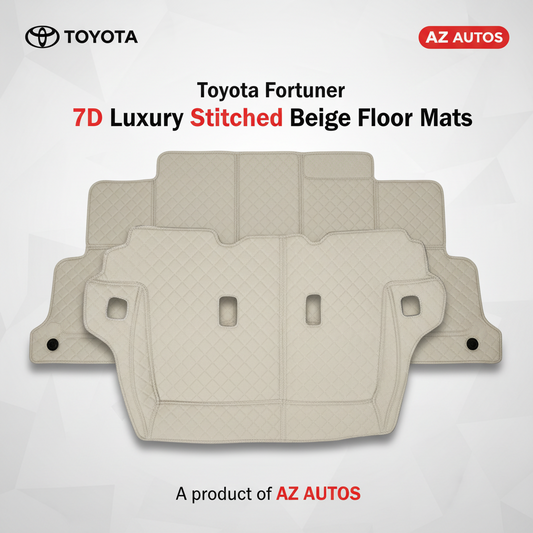 Toyota Fortuner 7D Stitched Floor Mat 4th Piece - Beige - 2016-2021