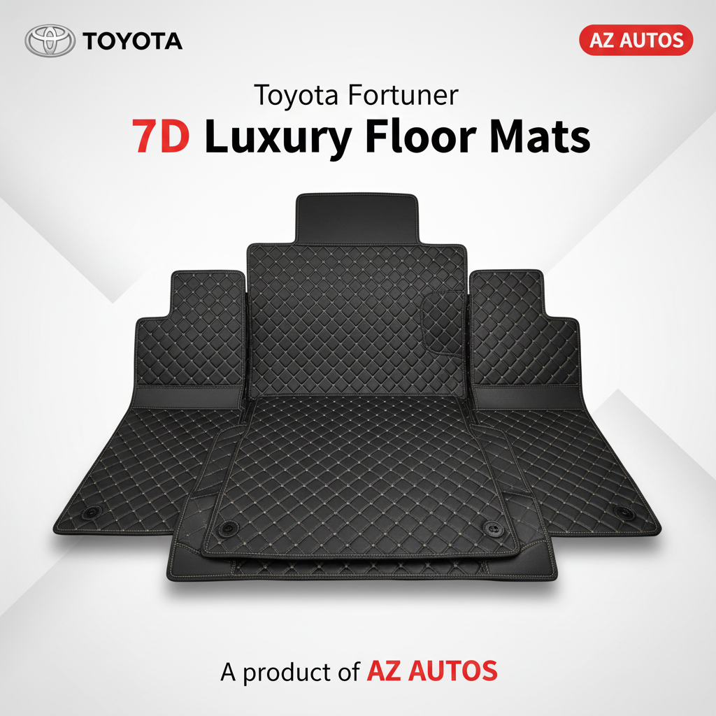 Toyota Fortuner 7D Stitched Floor Mat 4th Piece - Black - 2016-2022