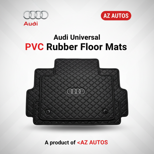 Audi Universal PVC Rubber Floor Mat Black Desing B Mix Design 5 Pcs - PVC Floor Mats | Car Mats | Vehicle Mats | Foot Mat For Car
