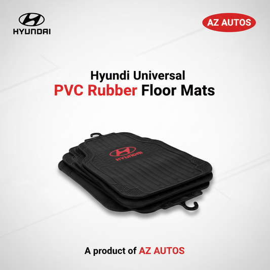 Hyundai Universal PVC Rubber Floor Mat Black Mix Design 5 Pcs - Pvc Floor Mats | Car Mats | Vehicle Mats | Foot Mat For Car