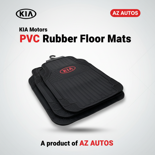 KIA Motors Universal PVC Rubber Floor Mat Black Red Mix Design 5 Pcs - Rubber Floor Mats | Car Mats | Vehicle Mats | Foot Mat For Car | Latex Mats