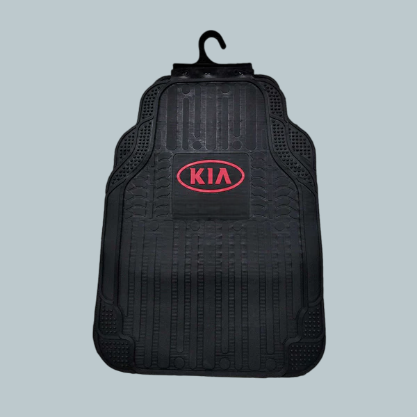 KIA Motors Universal PVC Rubber Floor Mat Black Red Mix Design 5 Pcs - Rubber Floor Mats | Car Mats | Vehicle Mats | Foot Mat For Car | Latex Mats