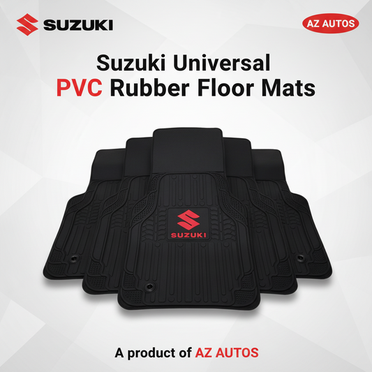 Suzuki Universal PVC Rubber Floor Mat Mix Design - 5 Pcs - Rubber Floor Mats | Car Mats | Vehicle Mats | Foot Mat For Car | Latex Mats