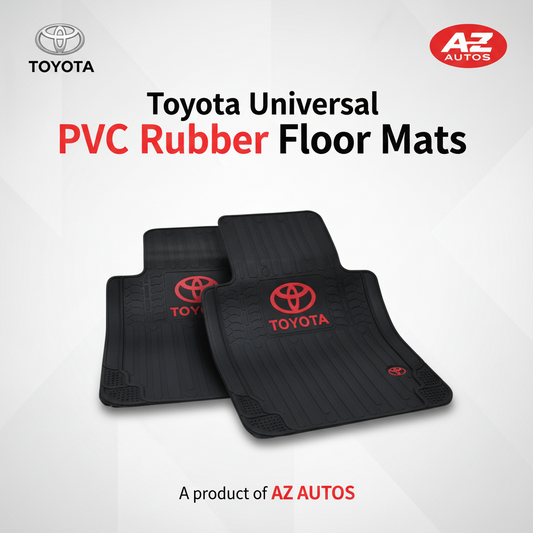 Toyota Universal PVC Rubber Floor Mat Black Mix Design - 5 Pcs - Pvc Floor Mats | Car Mats | Vehicle Mats | Foot Mat For Car