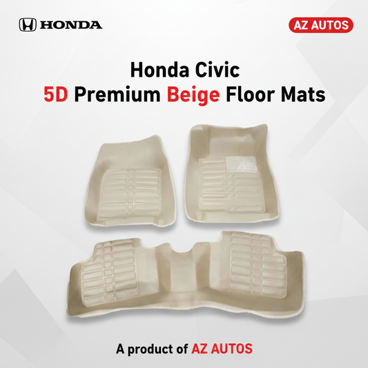 Honda Civic 5D Custom Floor Mat Beige 3 Pcs - Model 2016-2024 - Car Interior Mats