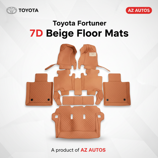 Toyota Fortuner 7D Floor Mats - Brown - 4 Pcs Set - Model 2016-2025