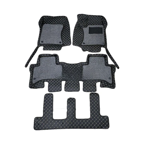 Toyota Prado 9D Floor Mats Mix Thread Grass 4PC - Model 2009-2021 - Black With Grey