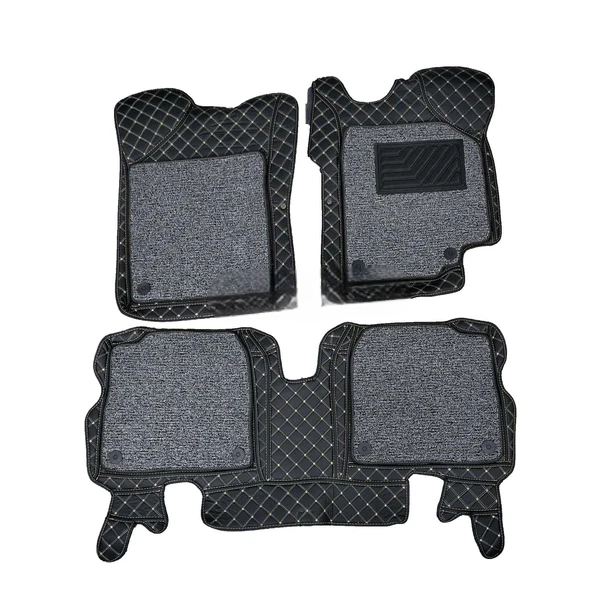 Suzuki Wagon R 9D Floor Mats Mix Thread - Model 2014-2022 - Black With Grey Grass