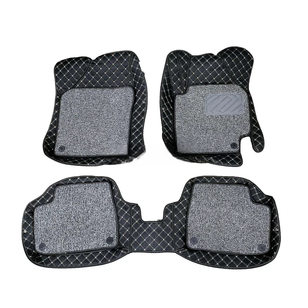 Suzuki Cultus 9D Floor Mats Mix Thread - Model 2017-2022 - Black With Grey Grass