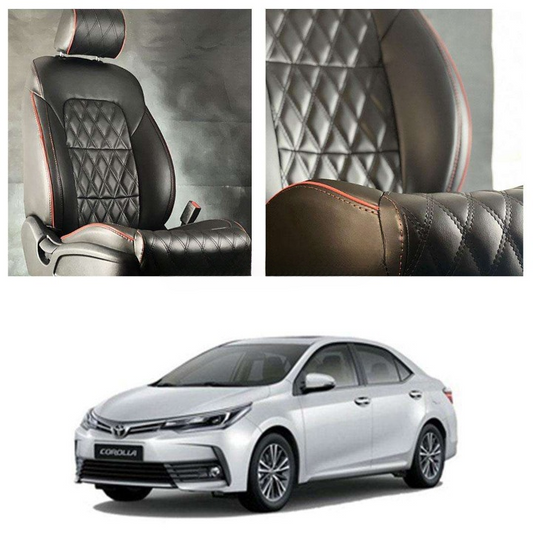 Toyota Corolla Diamond Cut Black Red Seat Covers - Model 2014-2021