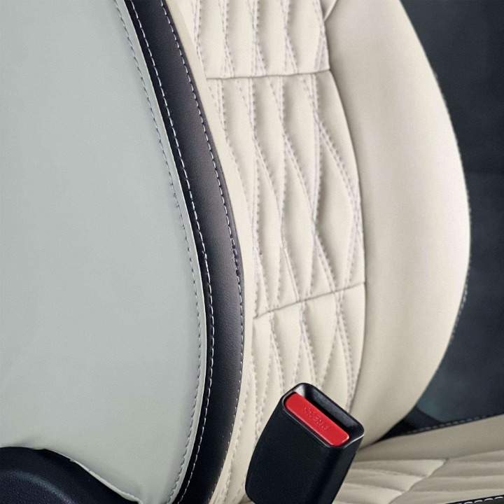 Toyota Yaris Diamond Cut Beige Black Seat Covers - Model 2020-2021