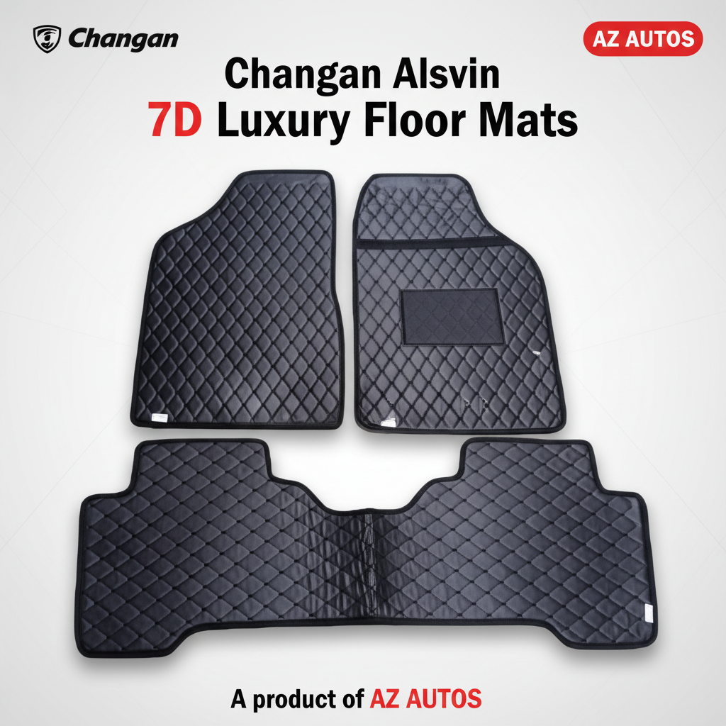 Alsvin 7D Eco Floor Mats Black Stitched Multi Color Thread 3 Pcs Model 2019 to2021