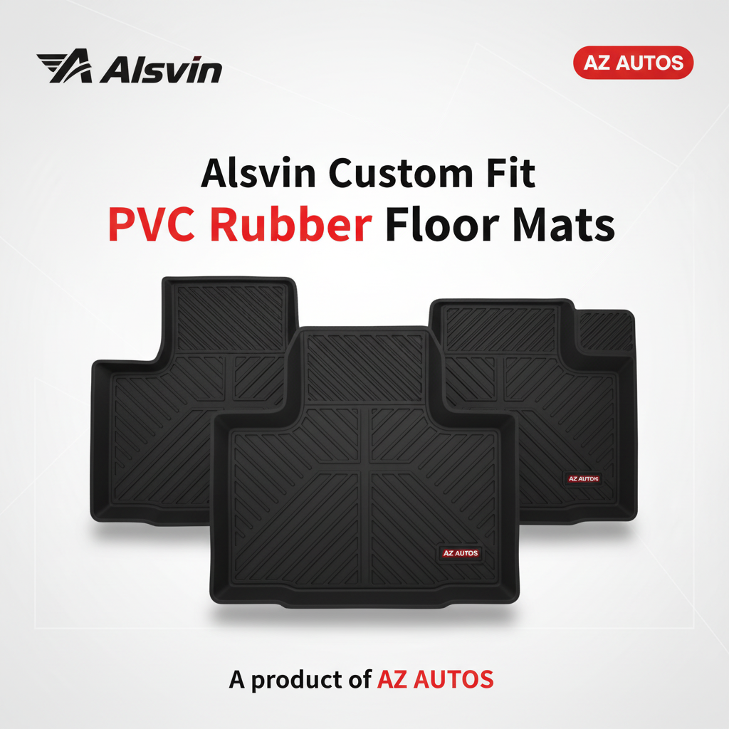 Alsvin Custom Fit PVC Rubber Floor Mat Black Mix Design 3 Pcs Model 2020 to 2021