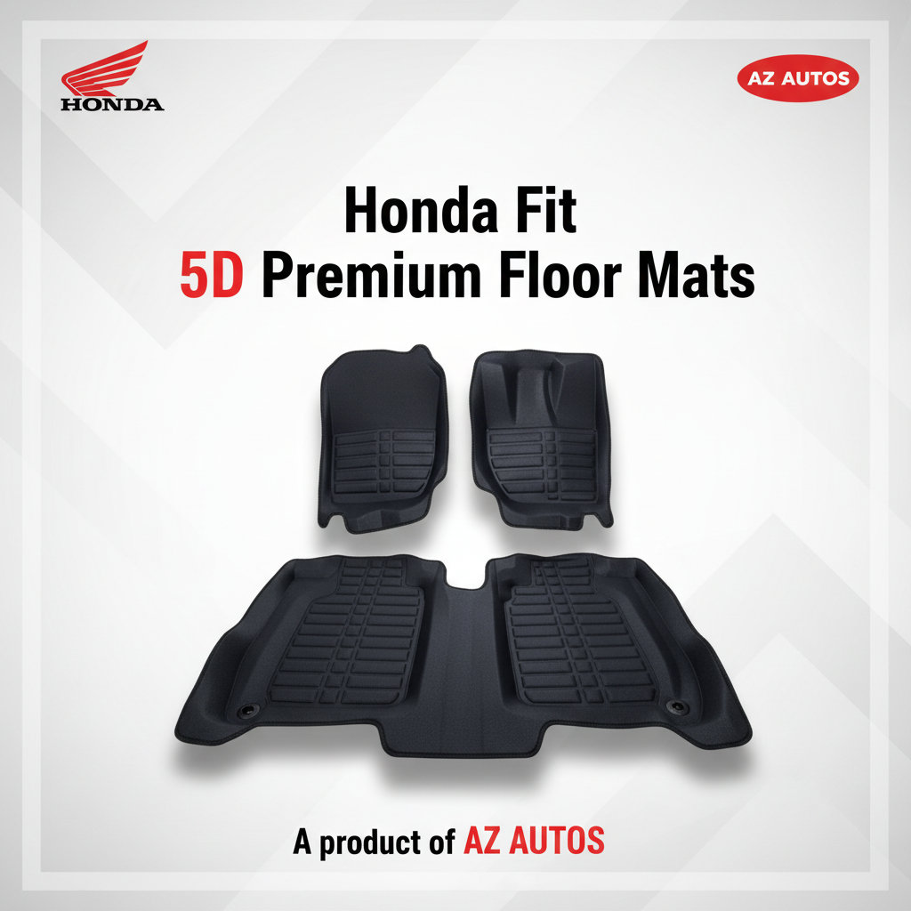 Honda Fit 5D Custom Floor Mat Black 3 Pcs - Model 2013-2017