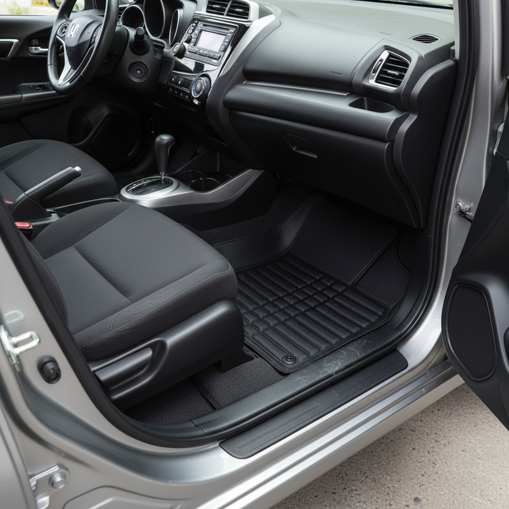 Honda Fit 5D Custom Floor Mat Black 3 Pcs - Model 2013-2017