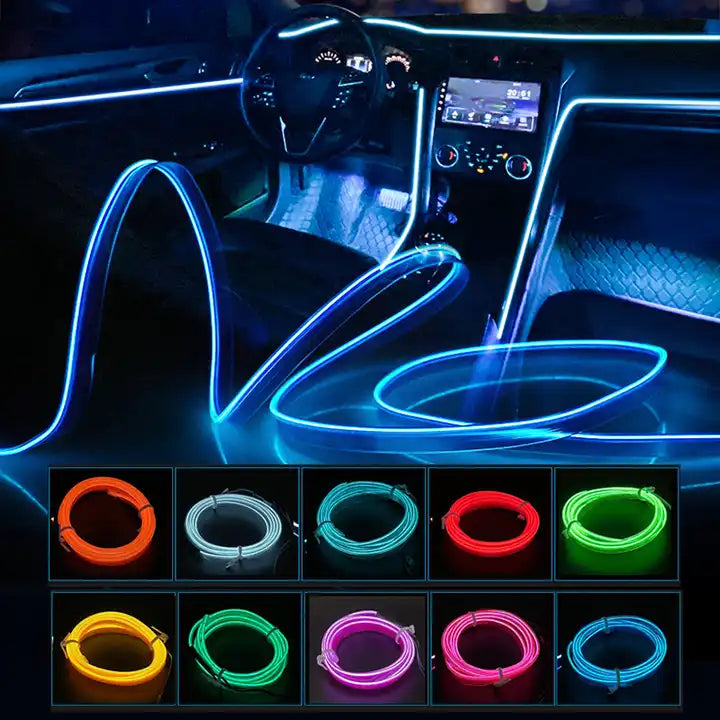 Dashboard LED Light 6 Points With Acrylic 2M – Car Dashboard Decorative Neon Strip Light – EL Glow Wire