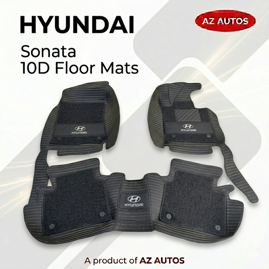 Hyundai Sonata 10D Floor Mats Black With Black Grass 3 Pcs – Model 2021-2022