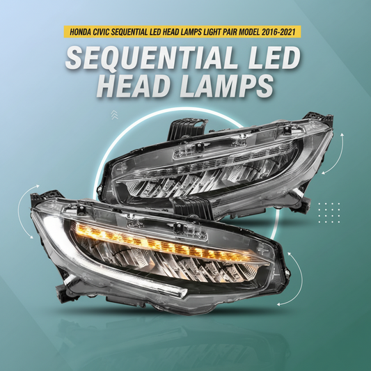 Honda Civic Sequential LED Head Lamps Light Pair Model 2016-2021