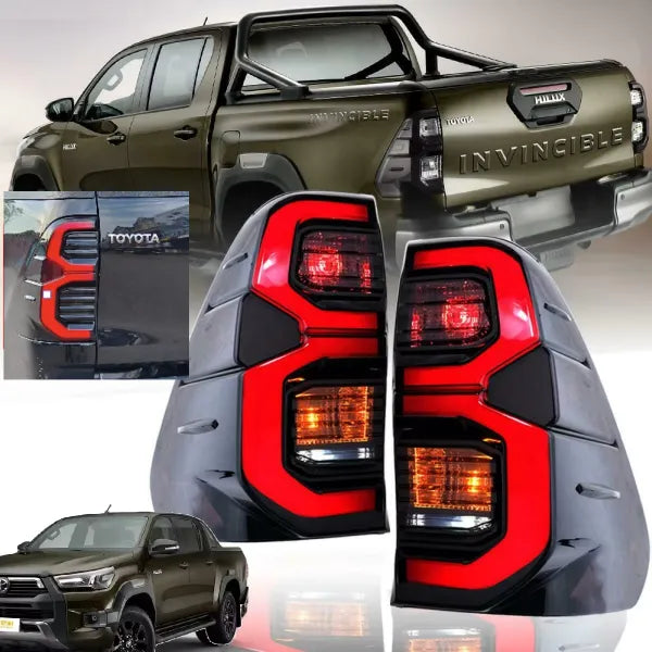 LED Tail Lamps Toyota Hilux Revo / Rocco Smoke Lens 2019-2024