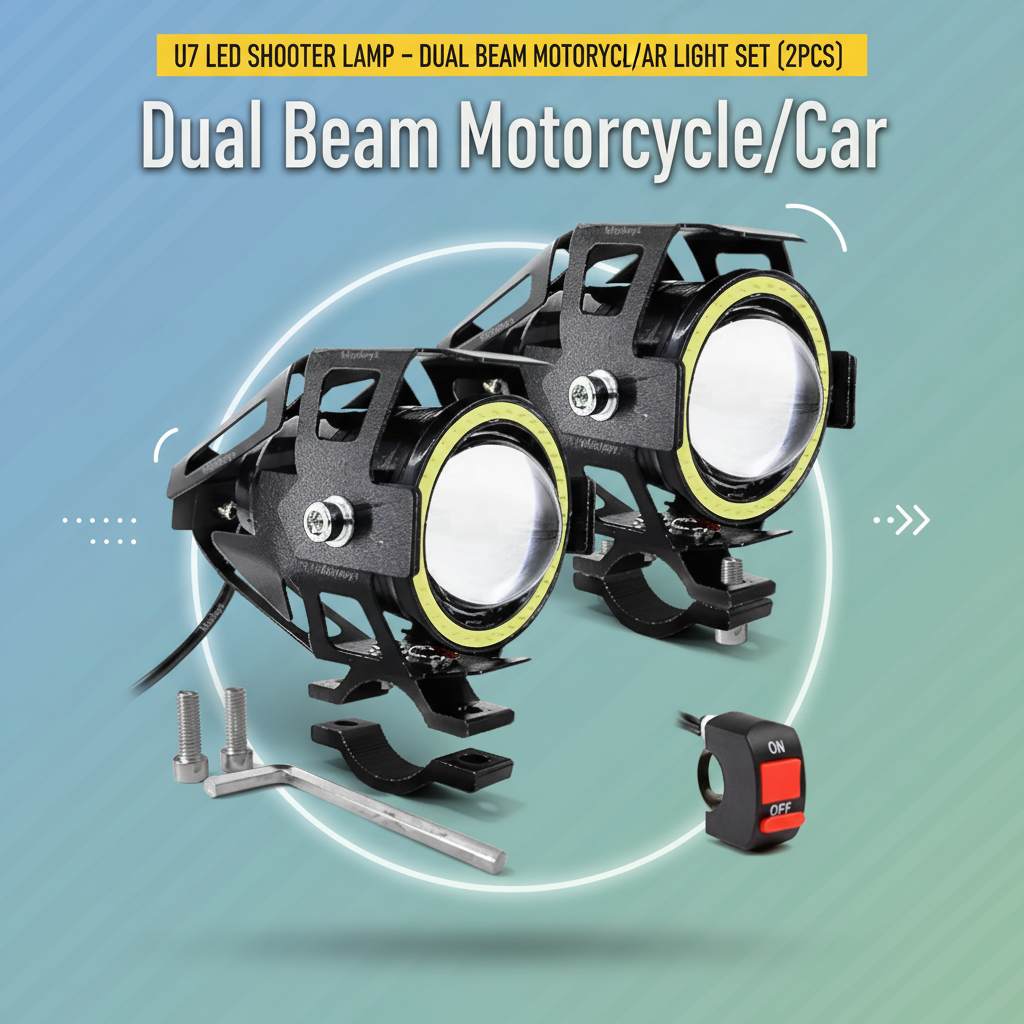 U7 LED Shooter Lamp – Dual Beam Motorcycle/Car Light Set (2pcs)