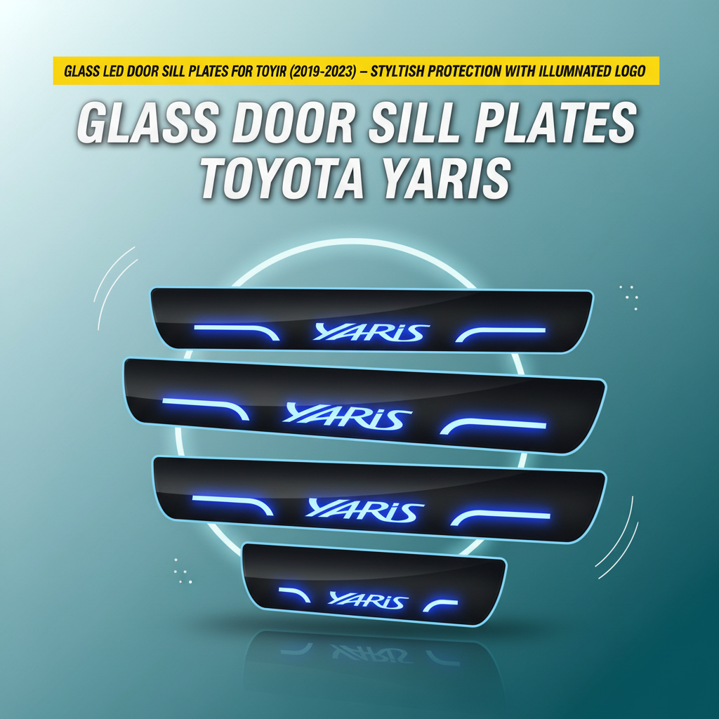 Glass LED Door Sill Plates for Toyota Yaris (2019-2023) – Stylish Protection with Illuminated Logo