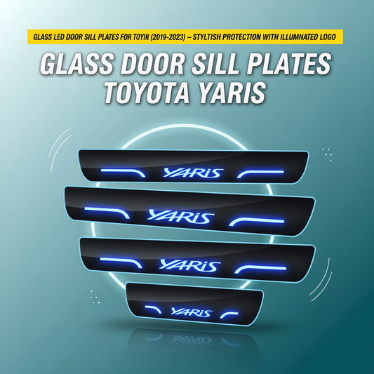 Glass LED Door Sill Plates for Toyota Yaris (2019-2023) – Stylish Protection with Illuminated Logo