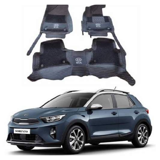 KIA Sorento 10D Floor Mats Black With Grey Grass 3 Pcs – Model 2021-2022