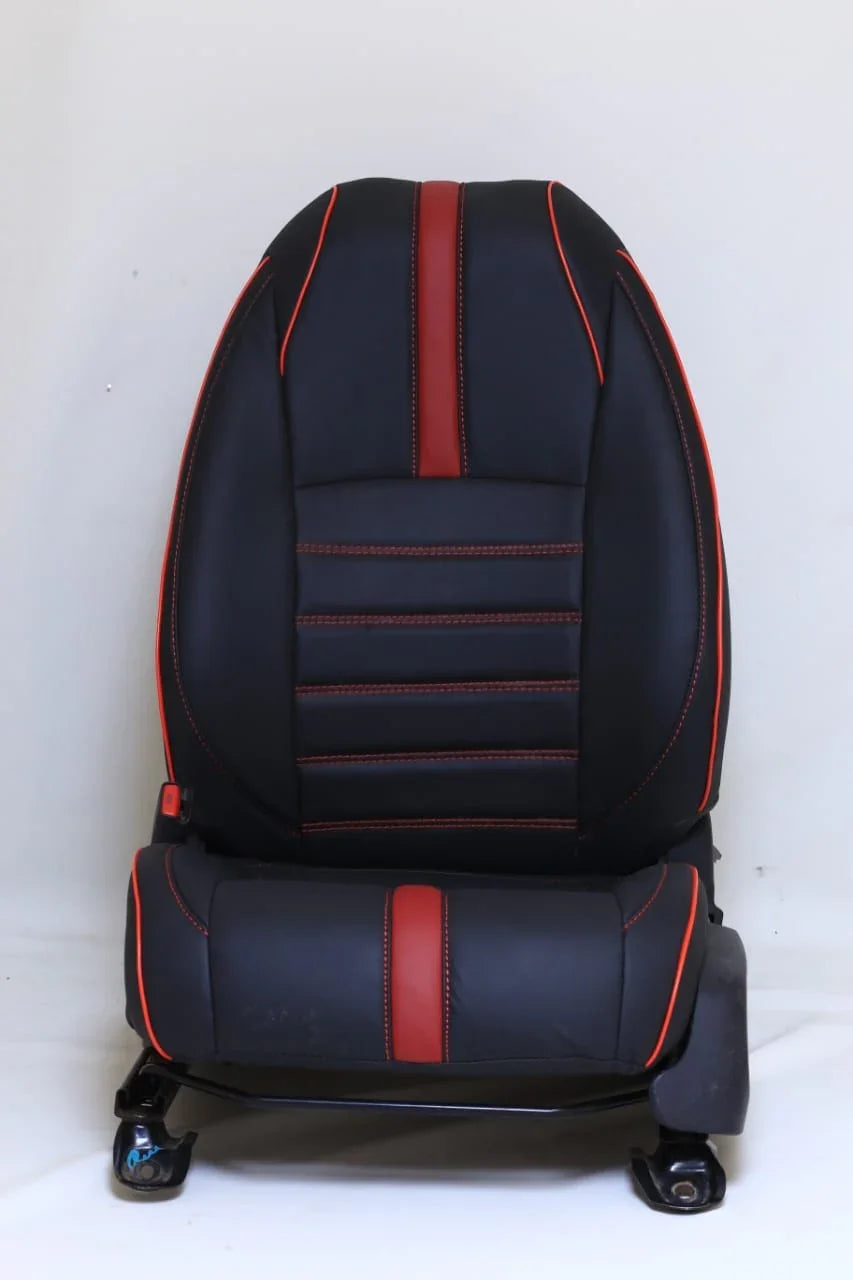 Japanese Leather Type Seat Cover Custom Design Custom Fitting Honda Civic 2018-2020 Black Colour Red Stitch Red Border 12 Pcs/Set