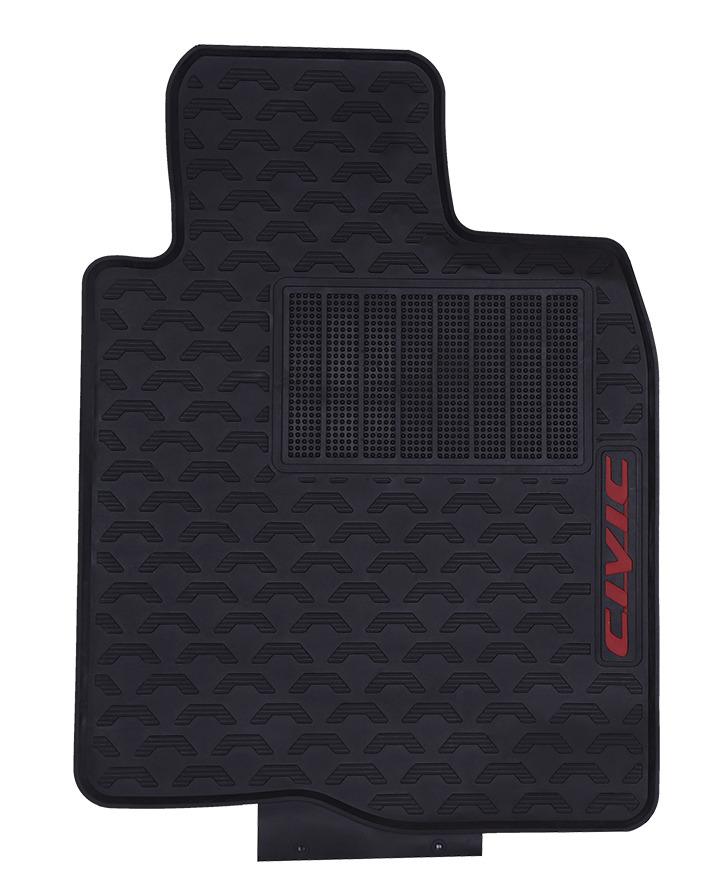 Honda Civic PVC Rubber Floor Mat Custom Fit Grey & Red Mix Design 3 Pcs – Model 2016-2021