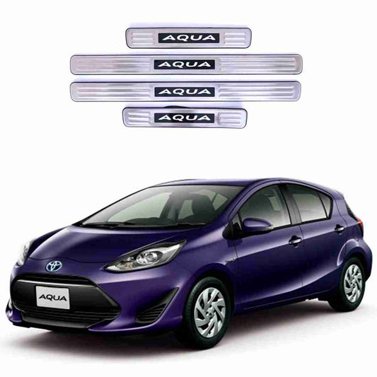 LED Door Sill Protector Plates – Door Sill Scuff Plate Cover Trim – 4 Pcs for Toyota Aqua 2010 to 2015