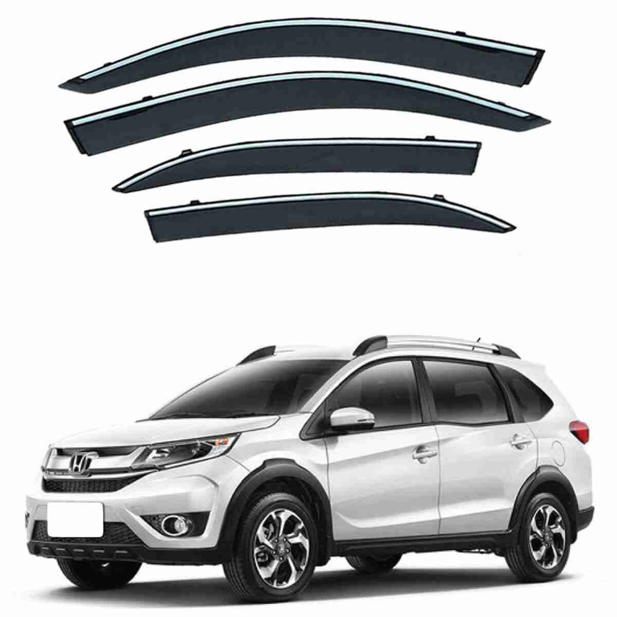 Honda BRV 2017 to 2019 – Black Tinted Chrome Trim Air Press – Door Window Visor – Vent Shade – Sun Guard Special