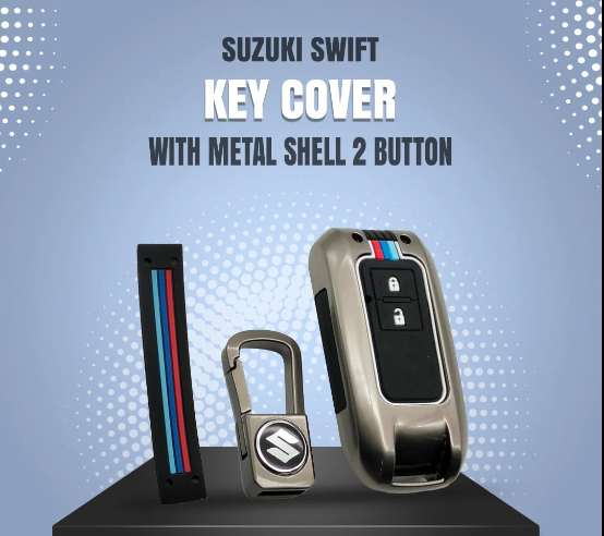 Suzuki Swift Key Cover With Metal Shell 2 Button - Model 2023-2024