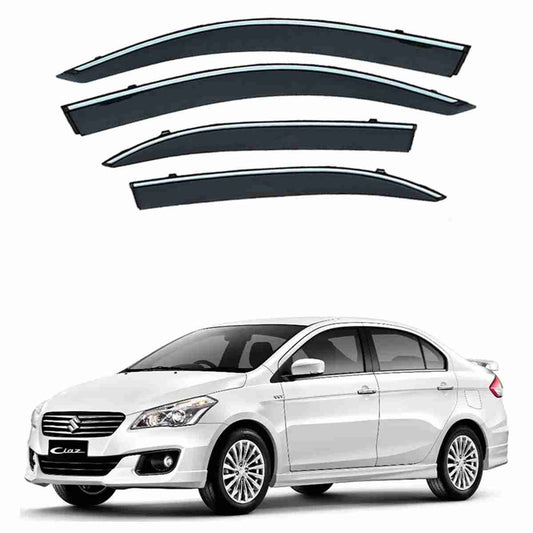 Suzuki Ciaz – Black Tinted Chrome Trim Air Press – Door Window Visor – Vent Shade – Sun Guard