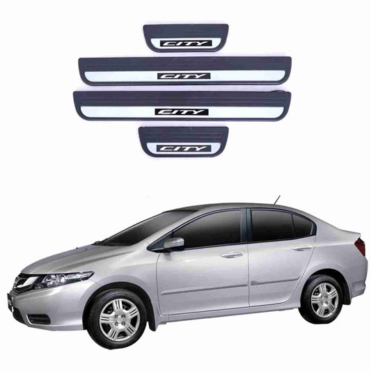 LED Door Sill Protector Plates – Door Sill Scuff Plate Cover Trim Style B – 4 Pcs for Honda City 2009 to 2020