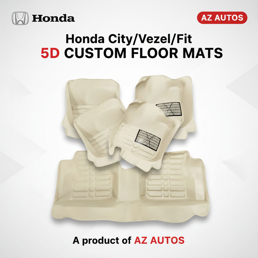 Honda City / Honda Fit / Honda Vezel 5D Custom Floor Mat Beige 3 Pcs - Car Interior Mats - 2008-2020