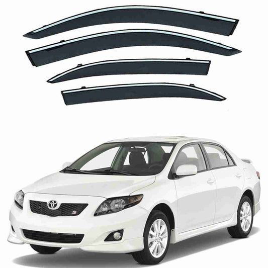 Toyota Corolla 2009 to 2012 – Black Tinted Chrome Trim Air Press – Door Window Visor – Vent Shade – Sun Guard